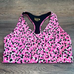 Lilly Pulitzer Luxletic Sports Bra Pink Leopard Print Size Large Racerback Top